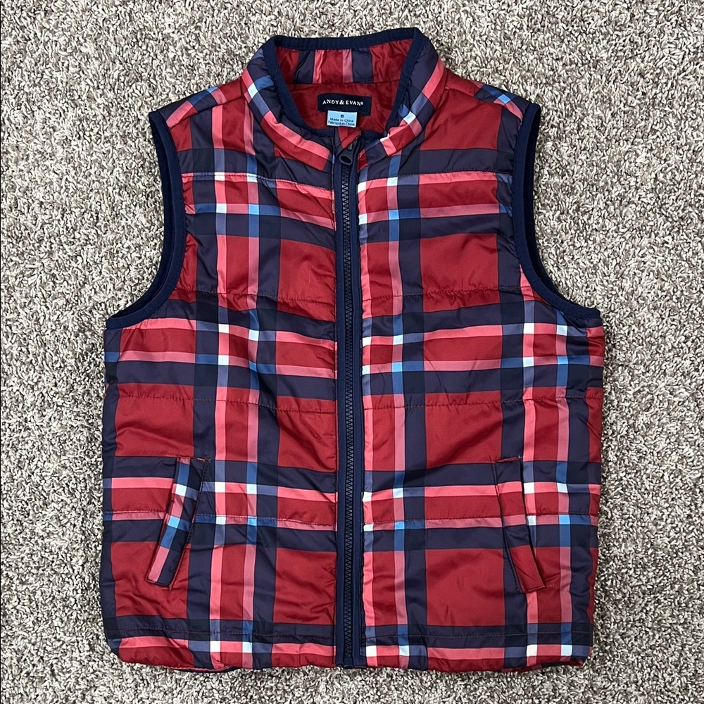 Janie and Jack Red and Blue Checkered Vest